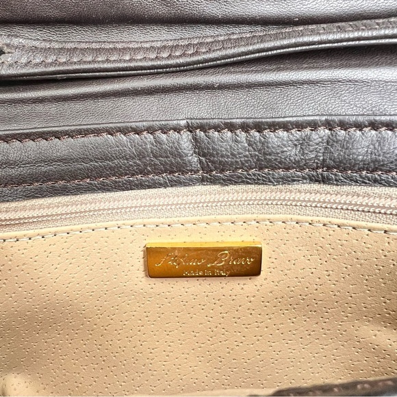 Chocolate Stefano Bravo Intrecciato Clutch Crossbody Bag Italian leather, 8x5x1 - Picture 3 of 8
